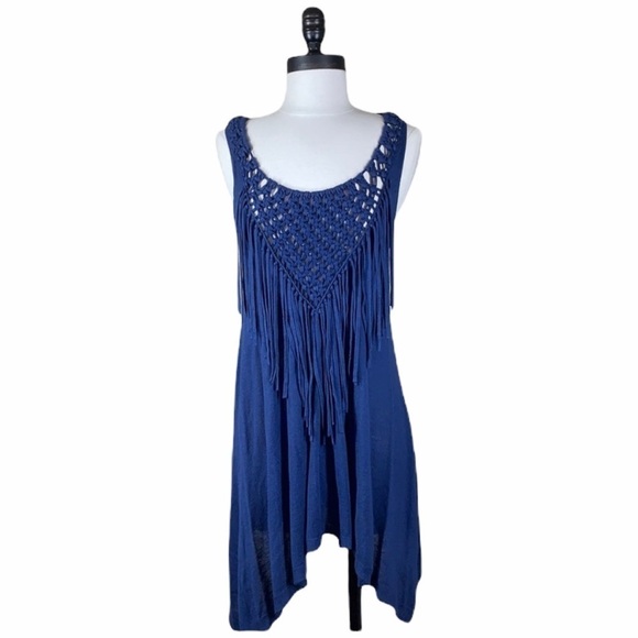 Rebecca Taylor blue braided fringe tunic size small - Picture 1 of 7
